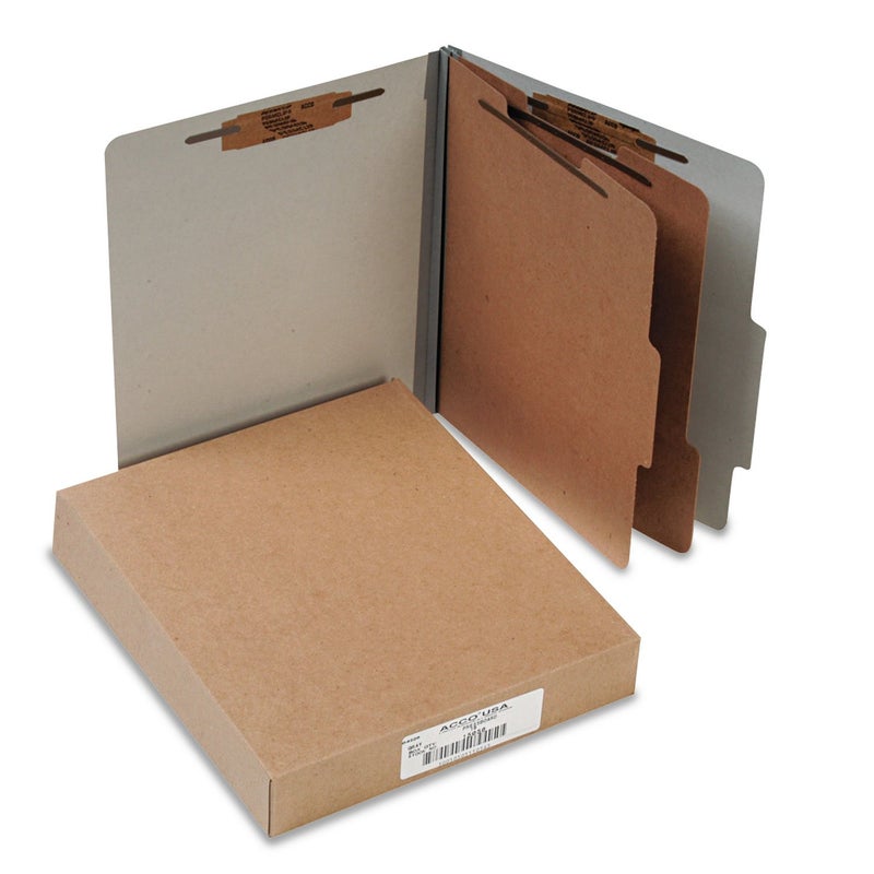 ACCO Brands ACCO 15056 ACCO Pressboard 25-Point Classification Folders, Ltr, 6-Section, Mist GY, 10/Box - Image 1